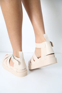 Cream Gladiator Chunky Strappy Sandals