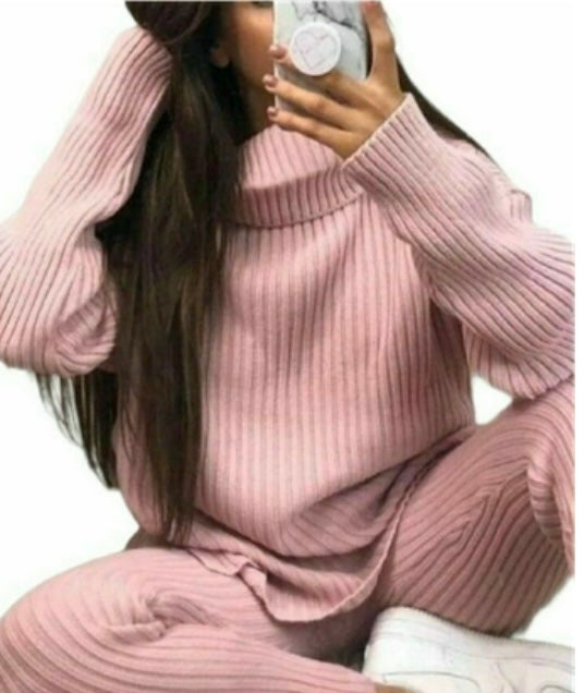 Chunky Knitted Ribbed Loungewear Set