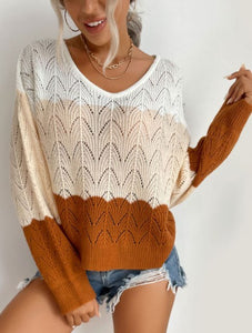 Hollow Colour Block Sweater