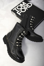 Load image into Gallery viewer, Kid’s Lace Up Diamante Ankle Boots
