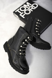 Kid’s Lace Up Diamante Ankle Boots