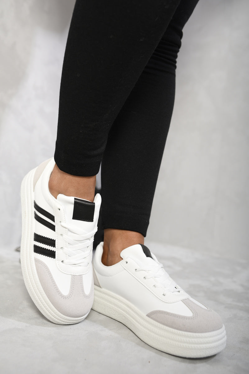 Striped Lace Up Trainers