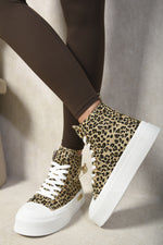 Load image into Gallery viewer, High Top Lace Up Platform Ankle Trainers with Decorative Detail
