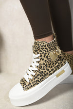 Load image into Gallery viewer, High Top Lace Up Platform Ankle Trainers with Decorative Detail
