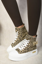 Load image into Gallery viewer, High Top Lace Up Platform Ankle Trainers with Decorative Detail
