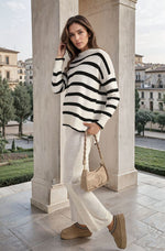 Load image into Gallery viewer, Knitted Striped Long Sleeve Top &amp; Pants Co-ord Set
