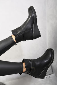 Side Zip Low Wedge Chelsea Ankle Boots