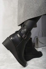 Load image into Gallery viewer, Side Zip Low Wedge Chelsea Ankle Boots
