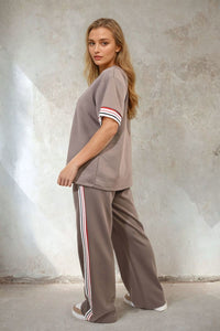 Contrast Stripe Top & Wide Leg Trouser Co-ord Set