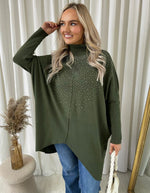 Load image into Gallery viewer, Rhinestone Detail Oversized Knitted Jumper
