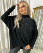 Load image into Gallery viewer, Rhinestone Detail Oversized Knitted Jumper
