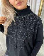 Load image into Gallery viewer, Rhinestone Detail Oversized Knitted Jumper
