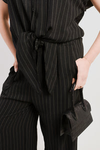 Striped Button Down Tie Front Top & Trouser Co-ord Set