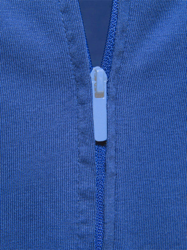 Men's Cotton V Neck Zipper T-Shirt