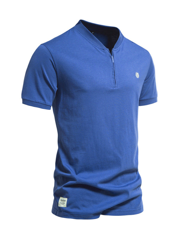 Men's Cotton V Neck Zipper T-Shirt