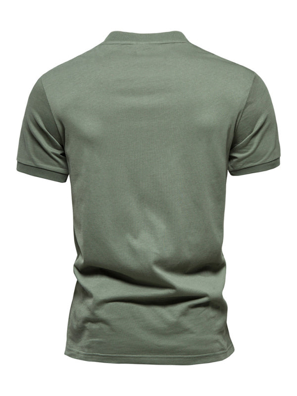 Men's Cotton V Neck Zipper T-Shirt