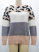 Load image into Gallery viewer, Leopard Print Striped Sweater
