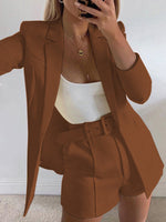 Load image into Gallery viewer, Orange Blazer Top &amp; Short Set
