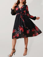 Load image into Gallery viewer, Curve Floral Print Tie Slim Dress
