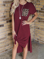 Load image into Gallery viewer, Leopard Print Pocket T-shirt Dress
