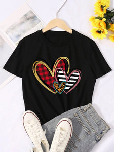 Graphic Print Heart T-Shirt