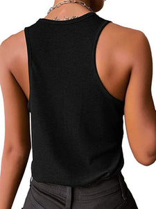 Black Snap Button Tank Top