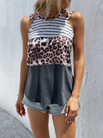 Load image into Gallery viewer, Leopard Panel Sleeveless Halter Tank Top
