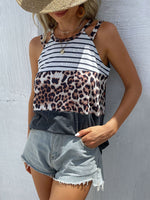 Load image into Gallery viewer, Leopard Panel Sleeveless Halter Tank Top
