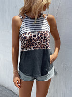 Load image into Gallery viewer, Leopard Panel Sleeveless Halter Tank Top
