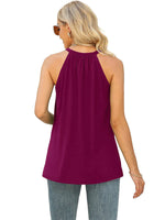 Load image into Gallery viewer, Wine Red Lace Panel Sleeveless Tank Top
