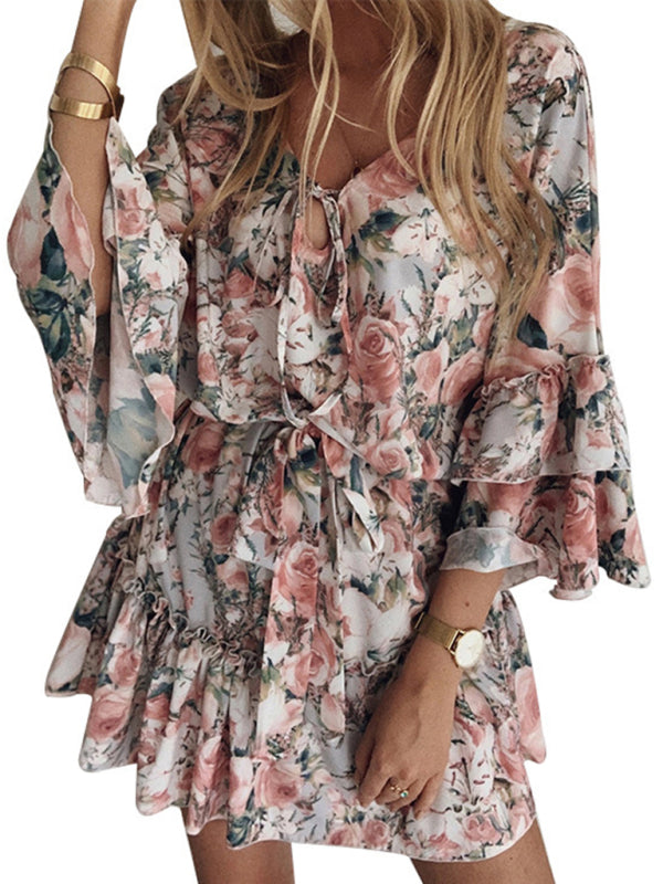 Slimming Floral Mid-Waist Dress