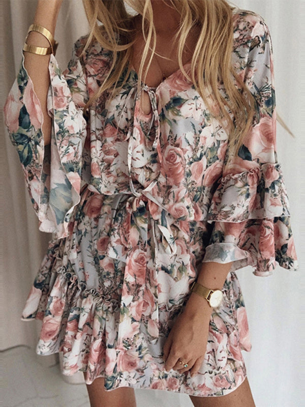 Slimming Floral Mid-Waist Dress