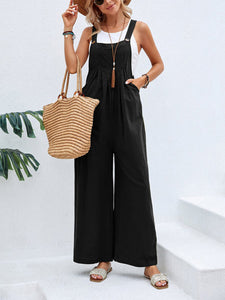 Black Casual Bib Jumpsuit