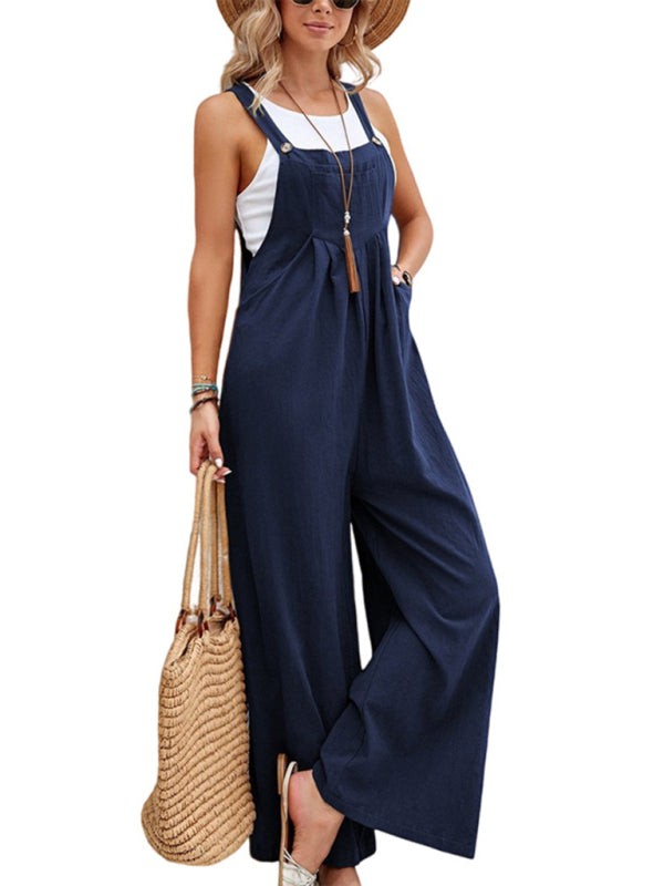 Black Casual Bib Jumpsuit