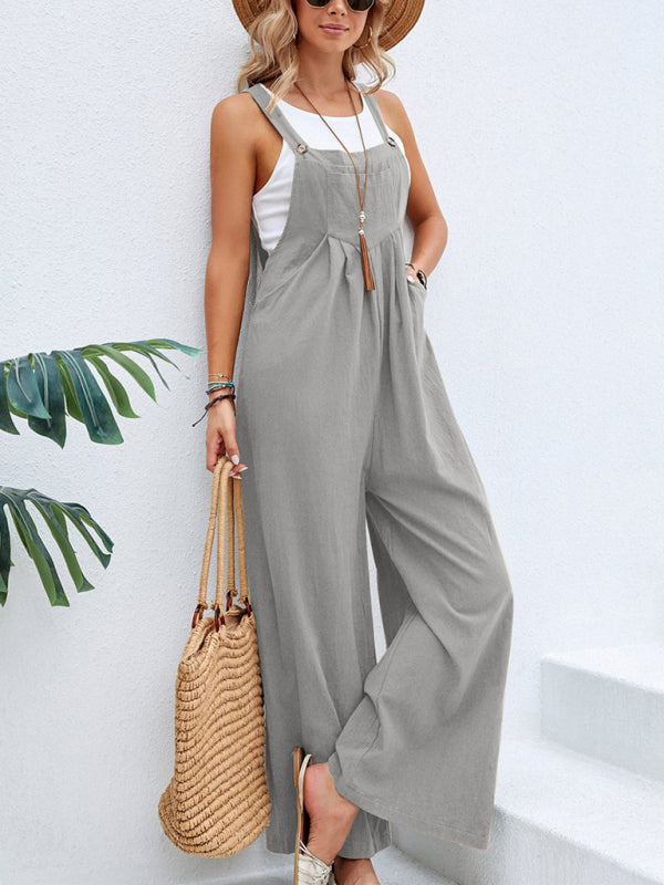 Black Casual Bib Jumpsuit