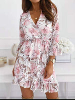 Load image into Gallery viewer, Three Quarter Sleeve Ruffled Dress
