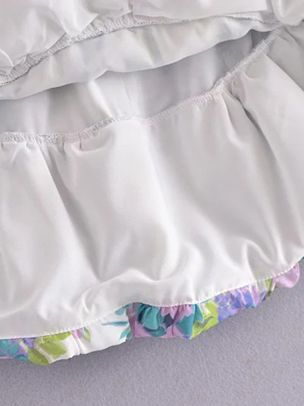Puff Sleeve Dress With Ruffle Skirt