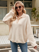 Load image into Gallery viewer, Striped Knit Lapel Sweater
