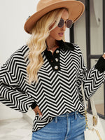 Load image into Gallery viewer, Striped Knit Lapel Sweater
