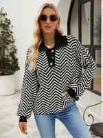 Load image into Gallery viewer, Striped Knit Lapel Sweater
