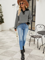 Load image into Gallery viewer, Striped Knit Lapel Sweater
