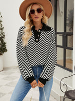 Load image into Gallery viewer, Striped Knit Lapel Sweater
