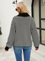 Load image into Gallery viewer, Striped Knit Lapel Sweater
