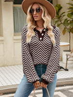 Load image into Gallery viewer, Striped Knit Lapel Sweater
