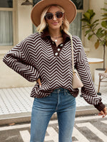 Load image into Gallery viewer, Striped Knit Lapel Sweater
