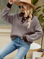 Load image into Gallery viewer, Striped Knit Lapel Sweater
