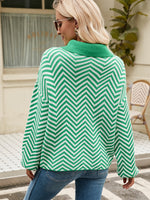 Load image into Gallery viewer, Striped Knit Lapel Sweater
