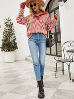 Load image into Gallery viewer, Striped Knit Lapel Sweater
