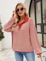 Load image into Gallery viewer, Striped Knit Lapel Sweater
