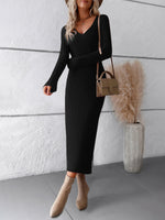 Load image into Gallery viewer, Black Thick Ribbed Sweater Dress
